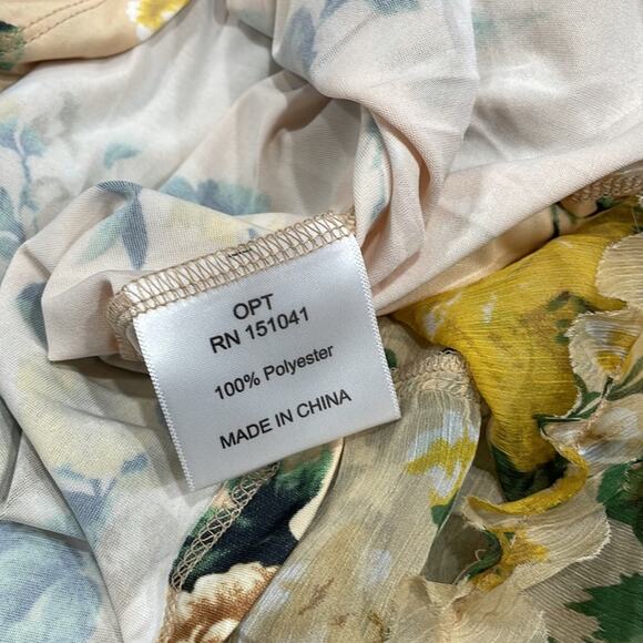 o.p.t. Floral Ruffled Tiered Short Dress NWT Bouncy Long Sleeves - Picture 7 of 7